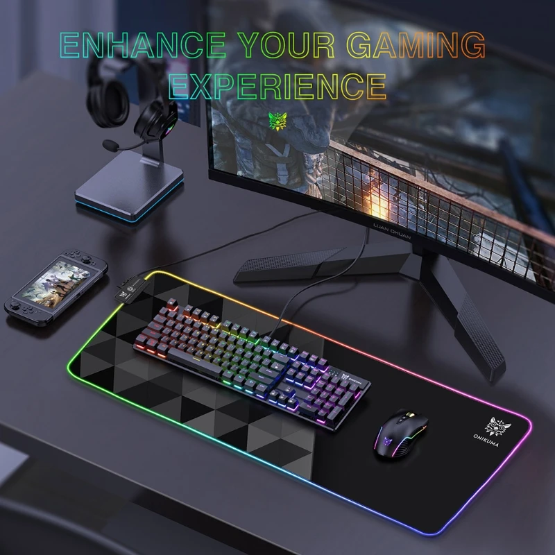 

Y5GE Illuminated Large Gamer Speed Mouse Pad Single Side Computer Desk Mat Keyboard Pad Laptop Pad Gaming Desk Mat Anti-water