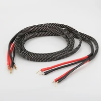 pair pure copper loudspeaker cable hifi banana plug to pin plug speaker cable center audio speaker cable