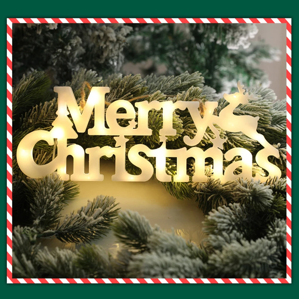 Merry Christmas Letter Lights Hanging LED Garland Decor Festival Themed Night Light For Party Home Ornament Free Home & Garden