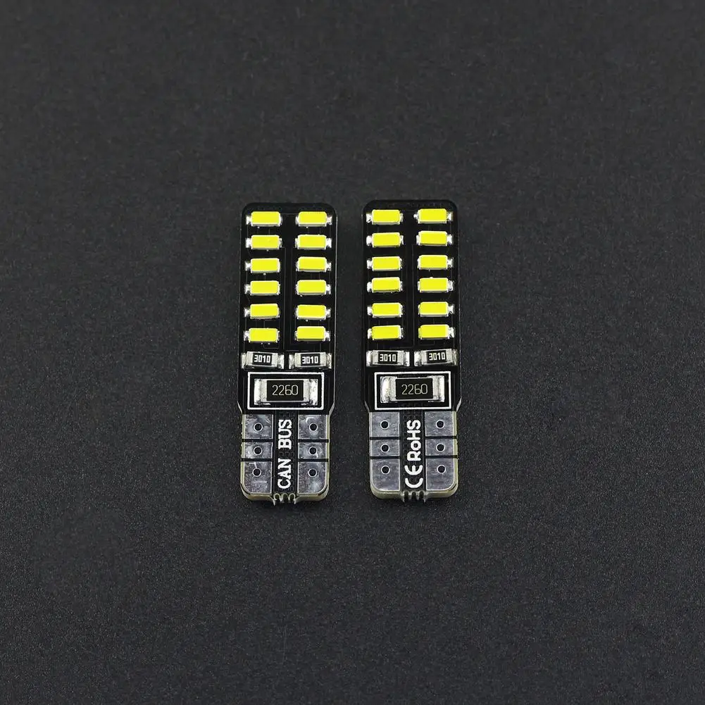 

2 шт., Автомобильные светодиодные лампы Canbus T10 24smd 3014 12 В
