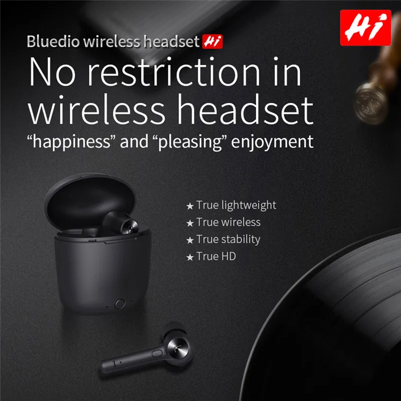 Оригинальные Bluedio Hi наушники беспроводные Bluetooth 5,0 наушники туры беспроводные стерео наушники с зарядным устройством Встроенный микрофон