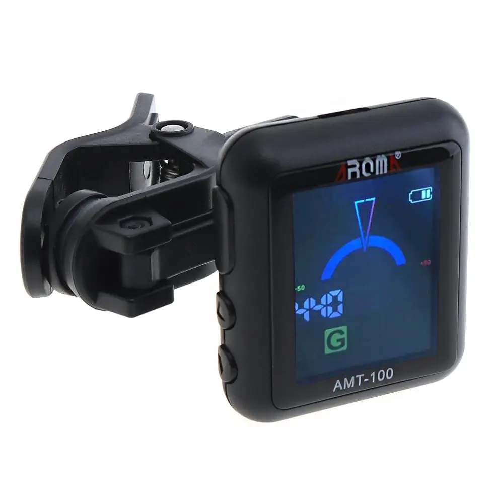 Арома AMT 100 электрогитарный тюнер с зажимом метроном 2 в 1 со встроенным