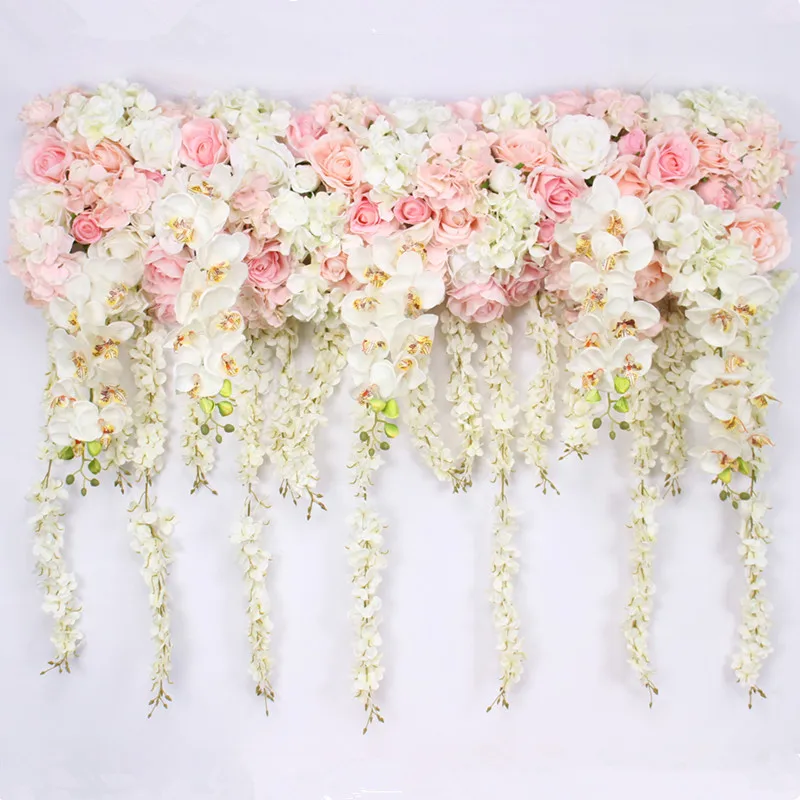 pink white Новая свадебная подвесная лоза, ряд цветов, искусственный цветок, роза, Гортензия, подвесная лоза, сделай сам, для дома, на стену, свадебная АРКА, дорога, свинец - Цвет: pink white