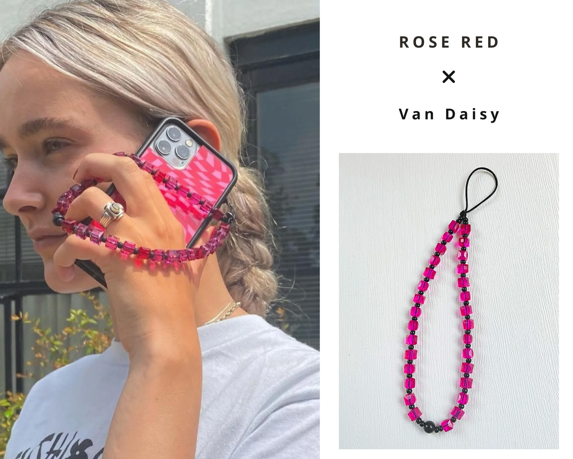 van daisy new clear square crystal colorful cubes beaded cell phone chains couple y2k bijoux phone lanyard strap key chain cord free global shipping