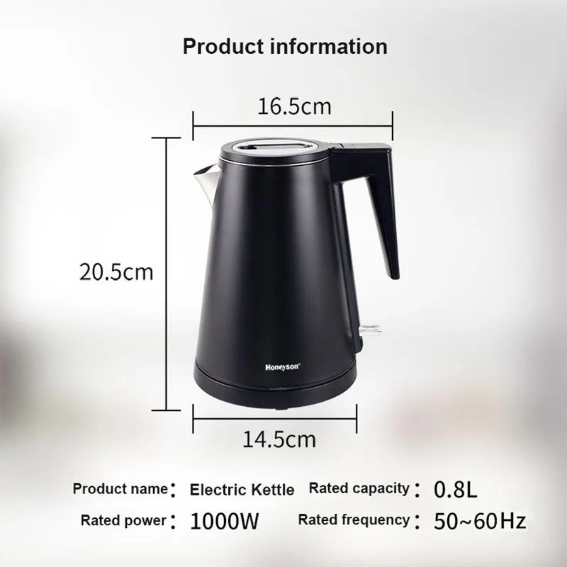 

Kbxstart Stainless Steel Electric Kettle Anti-scald Fast Water Boiling Teapot Home Kitchen Automatic Power Off 0.8L Kettle 1000W