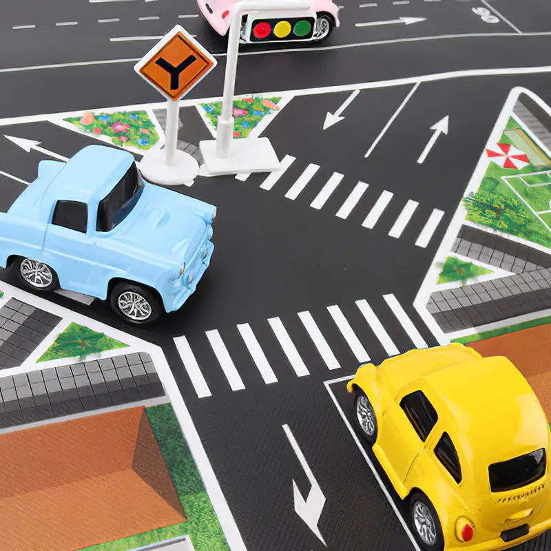

NEW 130*100CM Children DIY Car Parking Map Toys With Cars Playing Mats Kids City Parking Lot Road Map Rug Toys