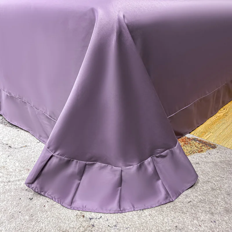 

Luxury Purple Pink Blue Yellow Flower Embroidery 600TC Egyptian Cotton Bedding Set Duvet Cover Flat/Fitted Sheet Pillowcases