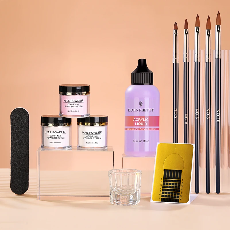 BORN PRETTY набор акриловых пудр розовый белый прозрачный ногтей для наращивания