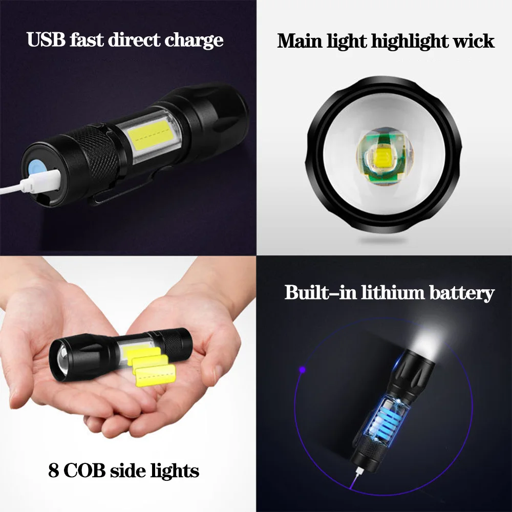 Мощный светодиодный фонарик с зарядкой от USB суперъяркий уличный
