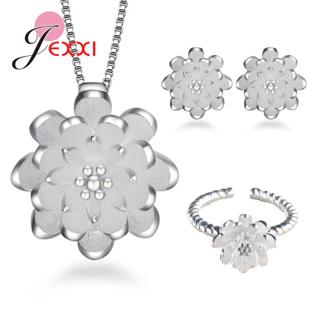 Элегантный 925 пробы Серебряный Лотос серьги гвоздики в виде цветка & ювелирные