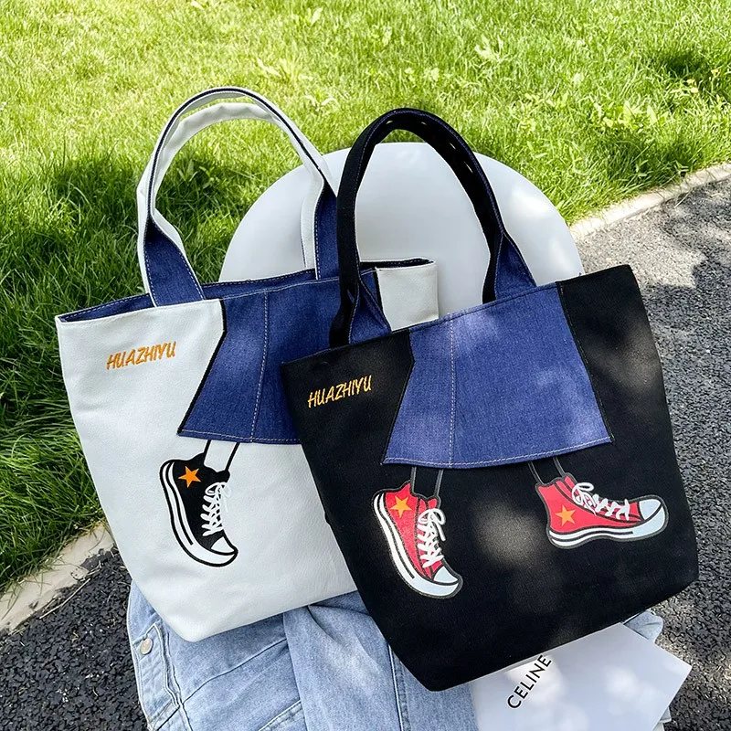 

Fashion Women Shopping Bags Girls Teenager Book Shoulder Bag Large Capacity Eco Folding Tote Canvas Travel Bag 2021