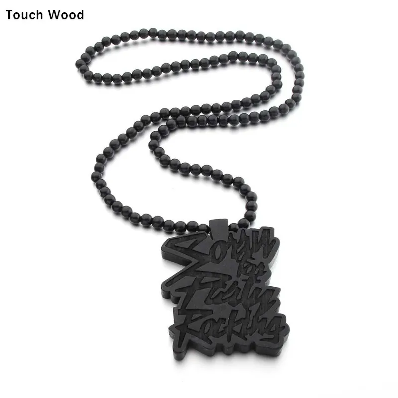

Wood beads necklace / laser engraving letter hip-hop jewelry / dropshipping accessory