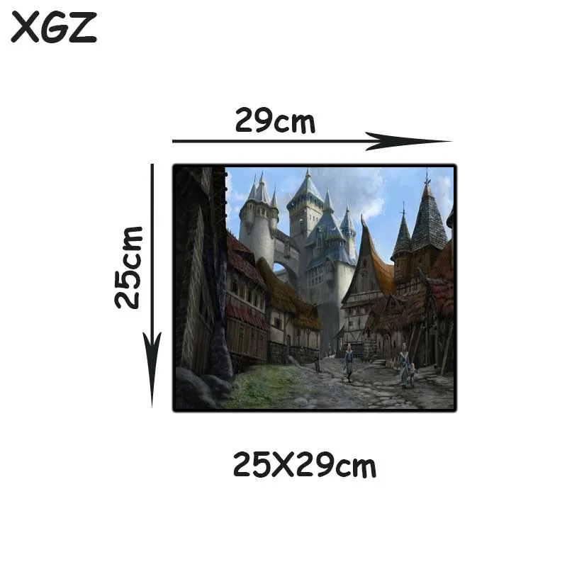 

XGZ Landscape Large Mouse Pad Black Lock Edge Game Village Castle Computer Keyboard Desk Mat Rubber Non-slip 900x400/600x300