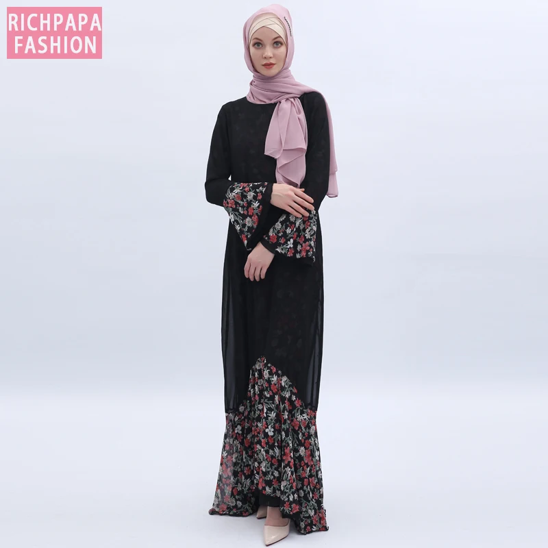 Женское Макси Платье арабское абайя Дубай мусульманское платье кафтан эльбиз