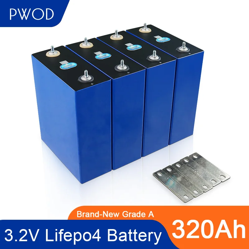 

PWOD Brand New 4PCS Grade A 310Ah LiFePO4 3.2v 320AH Lithium Iron Phosphate Battery Electric Car RV High Capacity EU US tax free