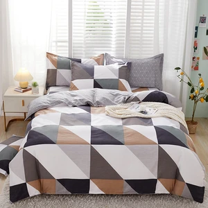 Simple Geometry Quilt Cover Bed Linens No Sheet Single King Queen HomeTextile 100% Cotton Bedding Sets Duvet Cover + Pillowcase