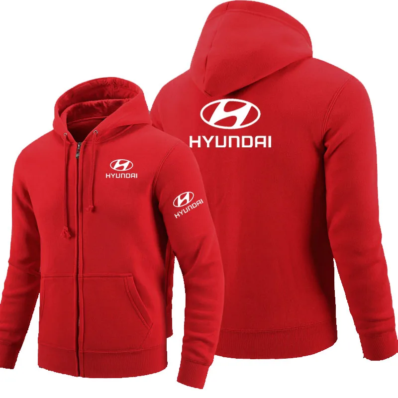 

2021 Hyundai logo zipper Sweatshirt Men Zipper Hoodies Autumn Hoodie Winter Long Fashion Casual Clothes