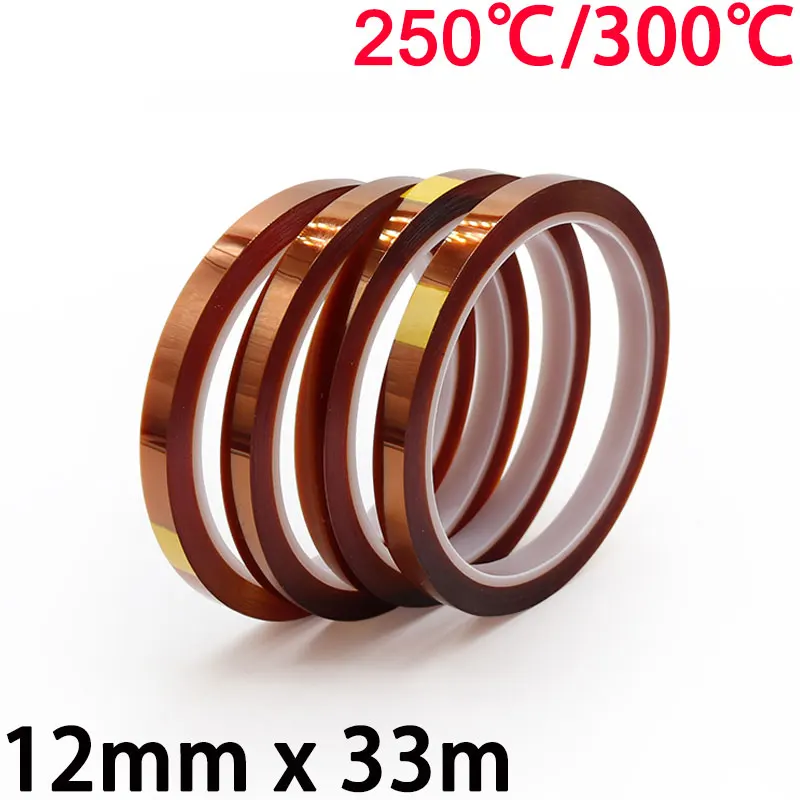 

12mm x 33m 3D Printer Parts High Temperature Resistant Heat BGA Kapton Polyimide Insulating Thermal Insulation Adhesive Tape