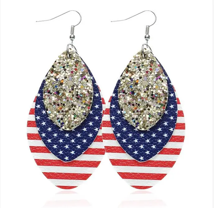 FXM Многослойные бейсбольные серьги из искусственной кожи для женщин с