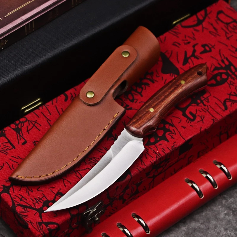 Japanese 9CR18MOV hand - ground sharp straight knife with red wood handle tactical camping rescue hunting | Инструменты