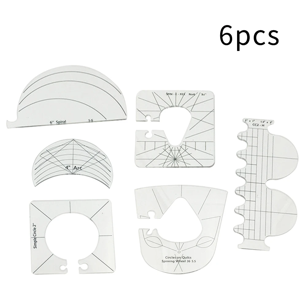 

6PCS DIY Tools Meander Quilting Templates Sewing Ruler Template Quilting Accessories Frames For Machine Domestic Stipple Design