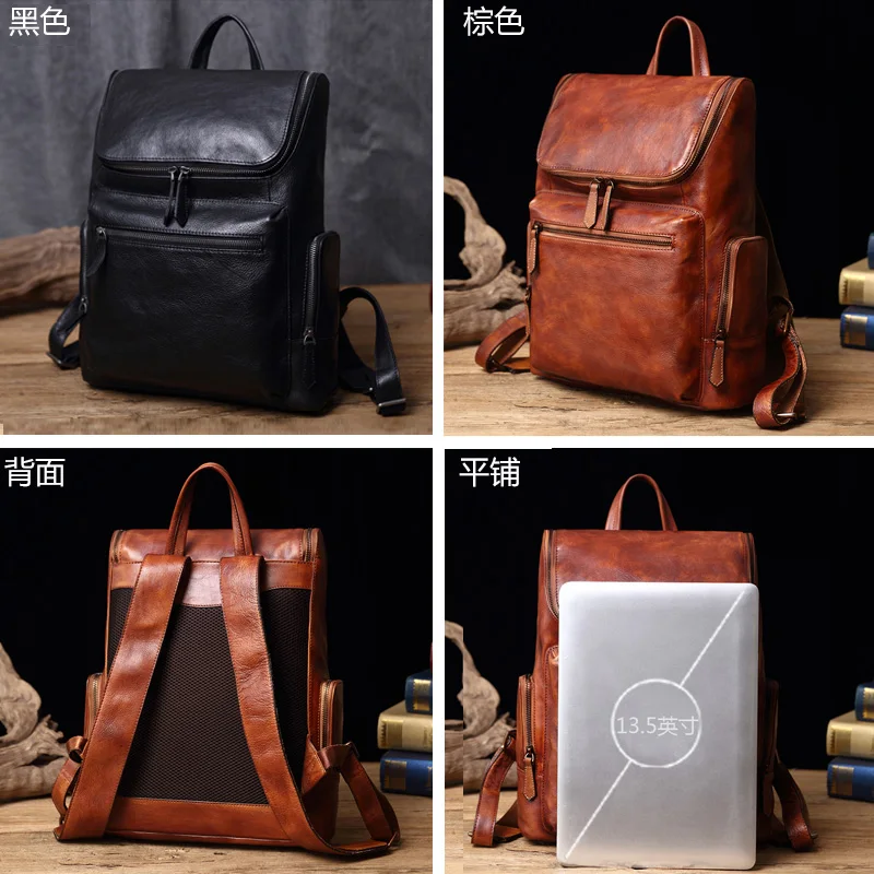 Мужская Дорожная сумка рюкзак для альпинизма винтажный из натуральной кожи