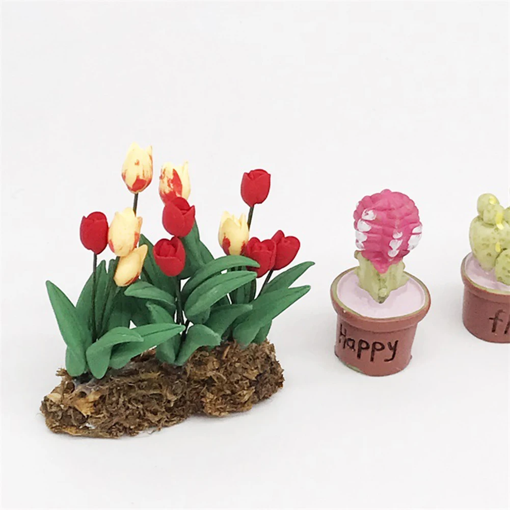 Миниатюрный Тюльпан Цветок Буш Diy сад патио сцена Декор Дом аксессуары домашний