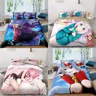 Комплект постельного белья с 3D принтом, комплект из 3 предметов, домашний текстильный чехол, японское аниме, сексуальноемилое постельное белье для девочек, пододеяльник, постельное белье двойного размера