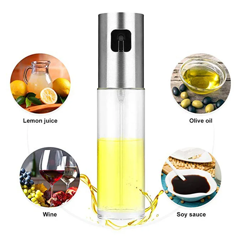 

100Ml Olive Oil Sprayer Kitchen Soy Sauce Vinegar Oiler Glass Barbecue Seasoning Bottle Seasoning Bottle Bbq Cookware Tool