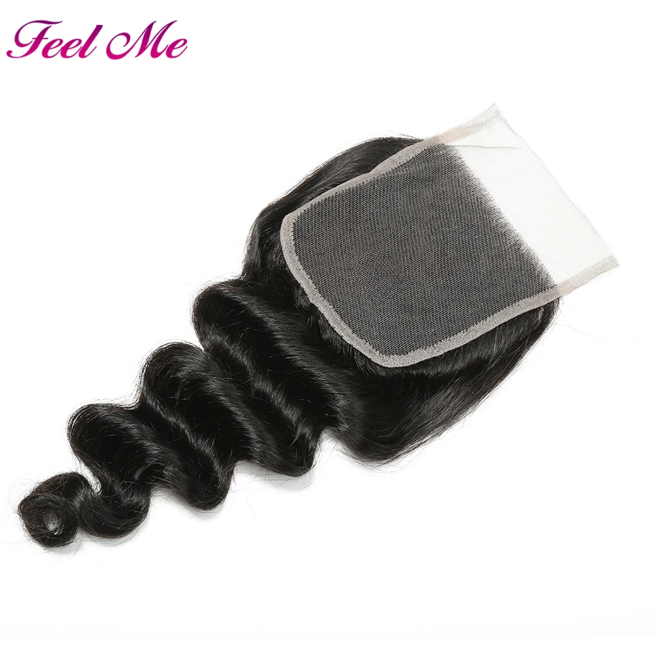 FEEL ME свободные волнистые пучки с закрытием перуанские человеческие волосы Remy 3