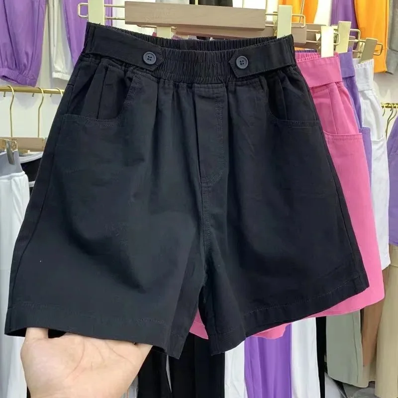 

Harteen/шорты для женщин; Летняя одежда; Pantalones Cortos De Mujer; Модные повседневные свободные фиолетовые широкие шорты с высокой талией; Femme