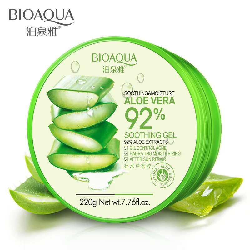 

BIOAQUA 220g 92% Pure Natural Aloe Vera Gel Smoothing Moisture Repair Cream Anti-Aging Hydrating Moist Sunblock Face Mask