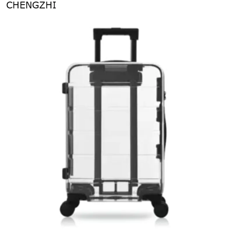 CHENGZHI 20 &quot22&quot 24 &quot26 дюймов новинка 100% прозрачный чемодан на колёсиках Спиннер