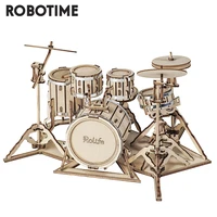 robotime 4 kinds diy 3d musical instrument wooden puzzle game assembly saxophone drum kit accordion cello toy gift for children