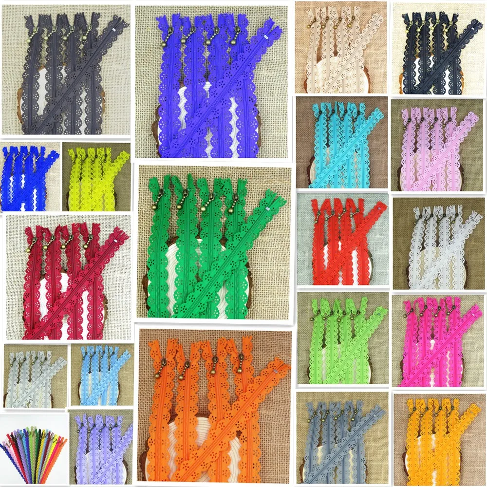 

20Pcs 40Cm 16Inch DIY 3# Nylon Coil Flower Zipper For For Clothing Or Bags