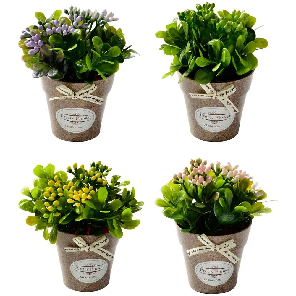 

Small And Beautiful Pastoral Style Basil Crafts Artificial Flower Small Bonsai Set Artificial Plant Home Decoration