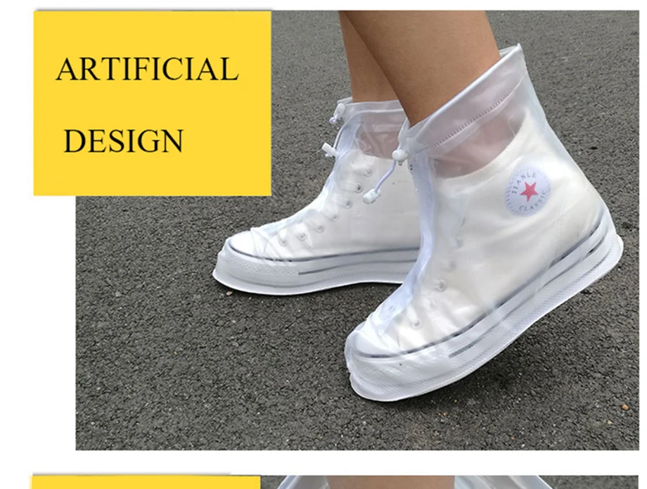1 Pair Of PVC Waterproof Shoe Covers Reusable Overshoe Thickening Unisex Non-slip Rain Boots Set Fishing Waterproof Rain Boots