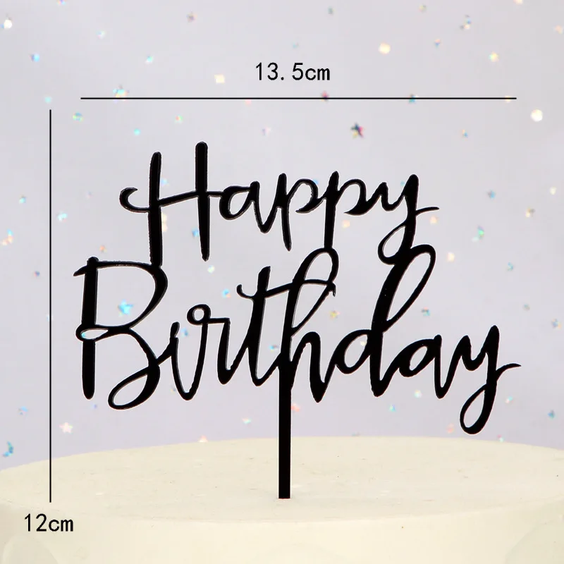 Новый акриловый Топпер для торта С Днем Рождения розовый черный блестящий