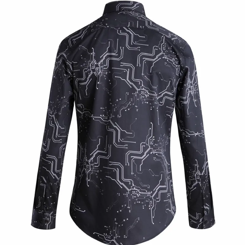 

2021 Slim FIt Mens Shirts Personality Men Clothes Printed Striped Long Sleeve Business Casual Cotton Shirt Plus Size Men Tops