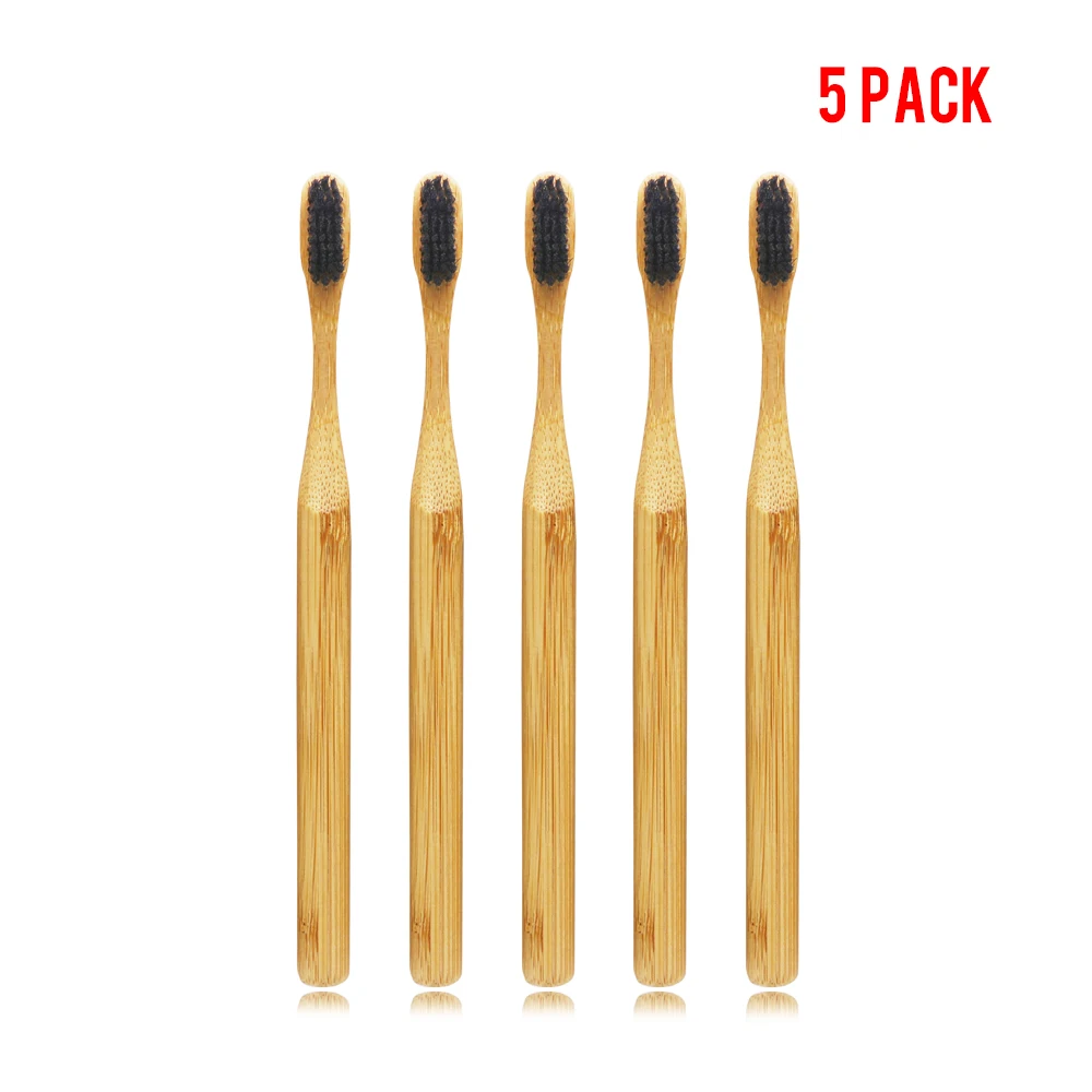 

5 шт., деревянные бамбуковые зубные щётки с мягкой щетиной