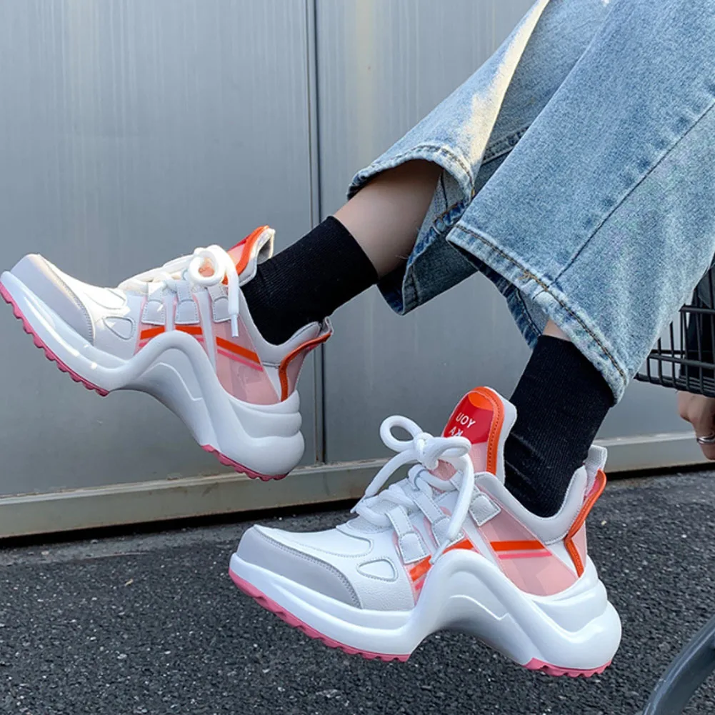 

SARAIRIS Brand New Female Fashion Sneakers Thick Sole Cross Tied Mixed Colors Sneakers Women Autumn Casual Shoes Woman