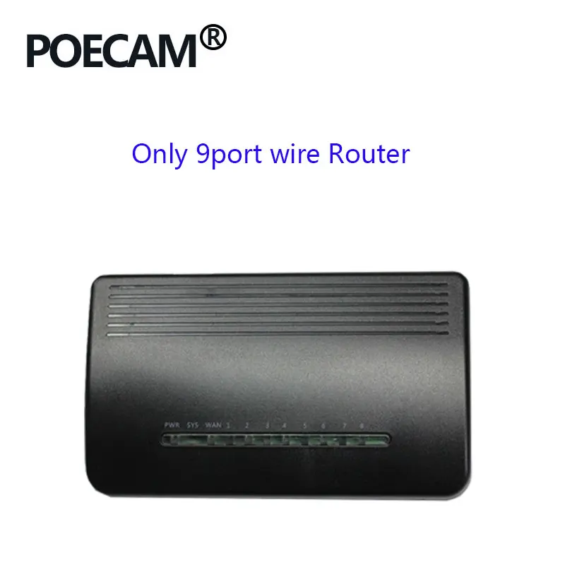 9 портов проводной маршрутизатор RTL8196E чип SOHO пластиковая коробка DHCP ethernet домашний офис черный корпус английский веб-интерфейс смарт-управления - Цвет: no 12V1A adapter