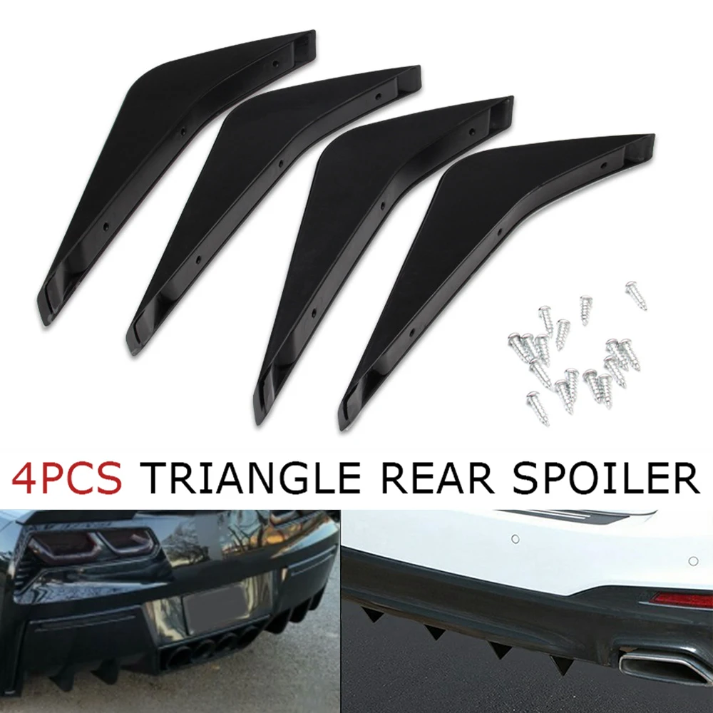 

4pcs/set Black ABS Car Rear Bumper Air Diffuser Fin Body Kit Fit For Chevrolet Corvette DIY Moulding Parts