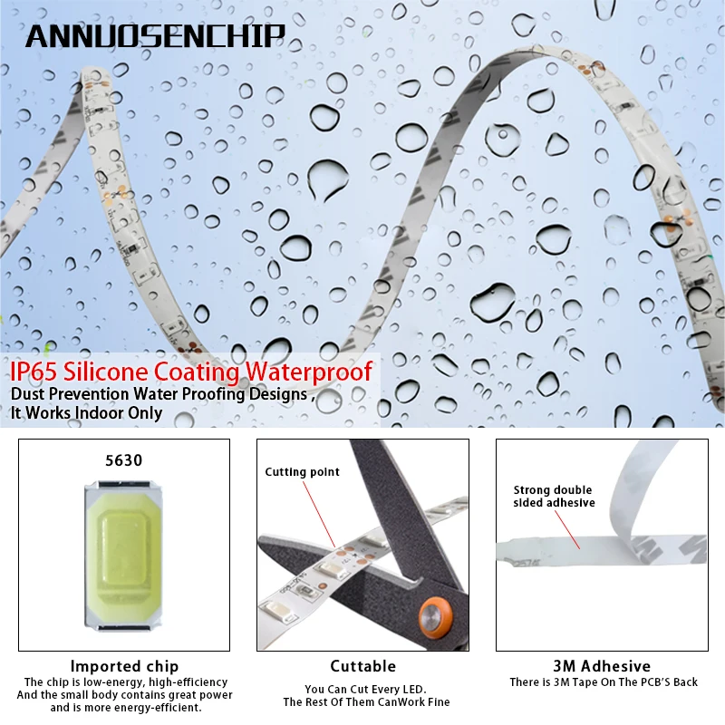 1/2/3/4/5M IP65 Водонепроницаемый Светодиодные ленты светильник 5630 SMD DC12V 60