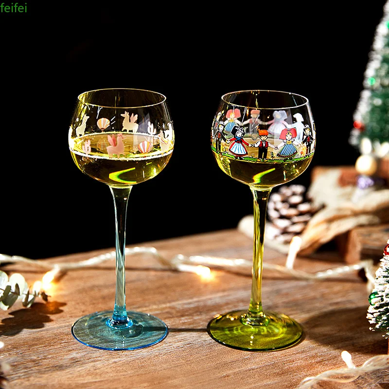 

Europe fashion Wine Glass colorful glass Goblets applique champagne glasses creative cocktail glass Party Home Drinkware