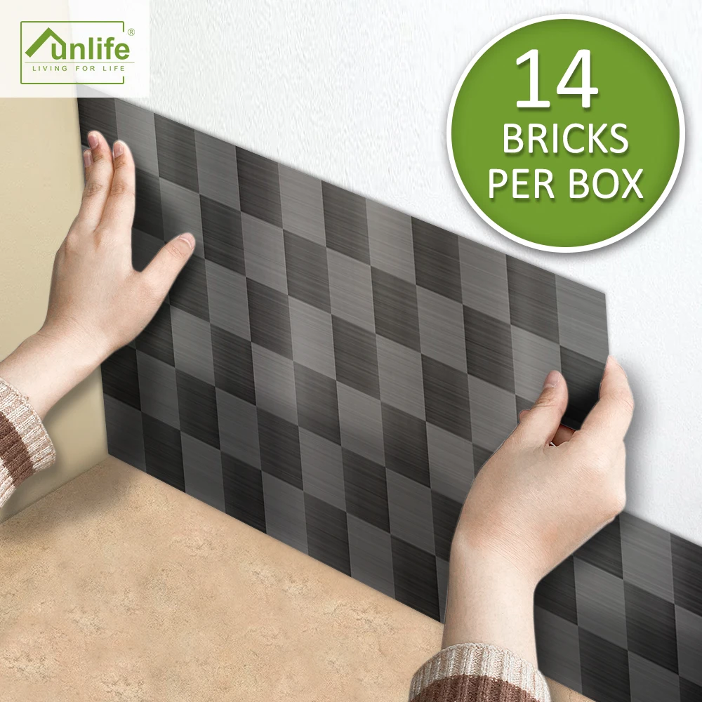 

Funlife® Brushed Matted Metal Tile Stickers Self-Adhesive Peel & Stick Wallpaper Wall Stickers for Bathroom Furniture Home Decor
