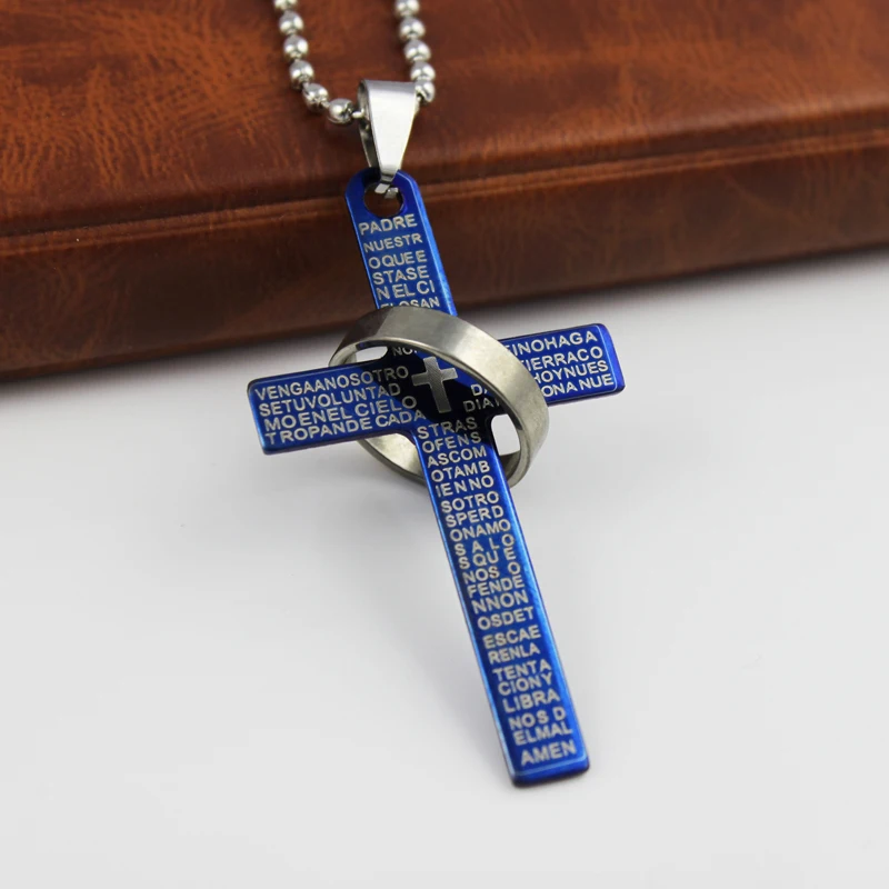 Новый Модный кулон из нержавеющей стали христианская Библия молитвенный крест