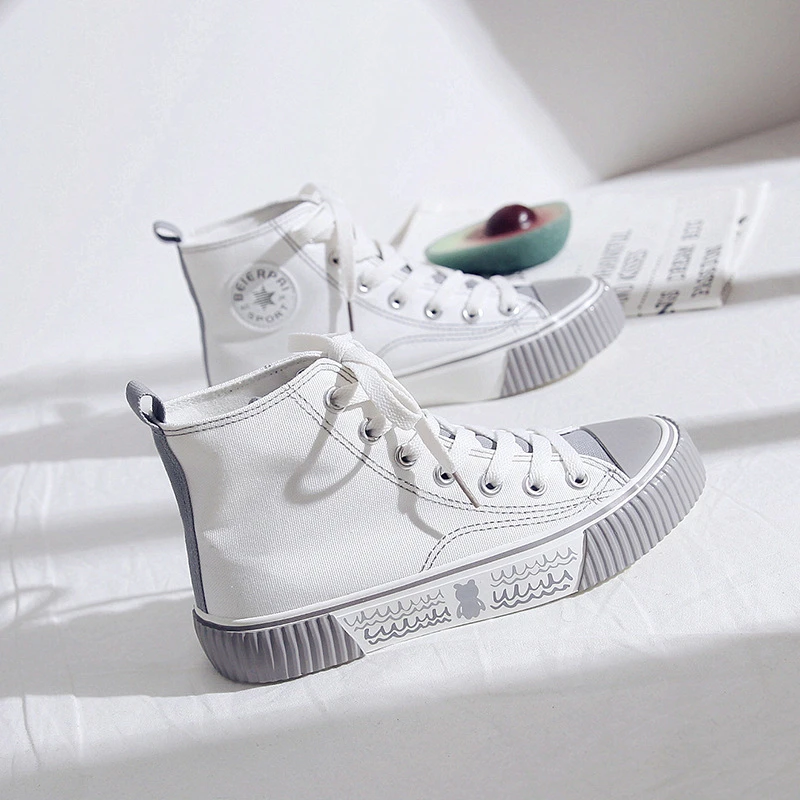 

Women's Shoes 2021 New Women Sneakers Funny High Women Sneakers Printed Cartoon Casual Trendy Canvas Women's Vulcanize Shoes