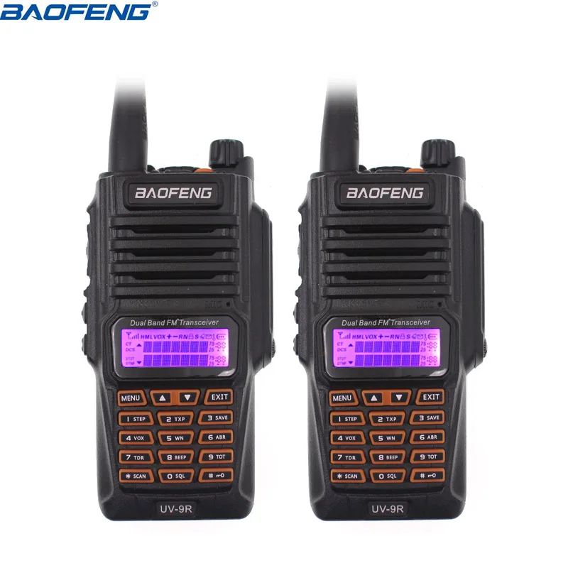 2PCS BaoFeng UV-9R Plus Waterproof Walkie Talkie Handheld 8Watt UHF VHF Dual Band IP67 HF UV Transceiver 9R Portable Ham radio