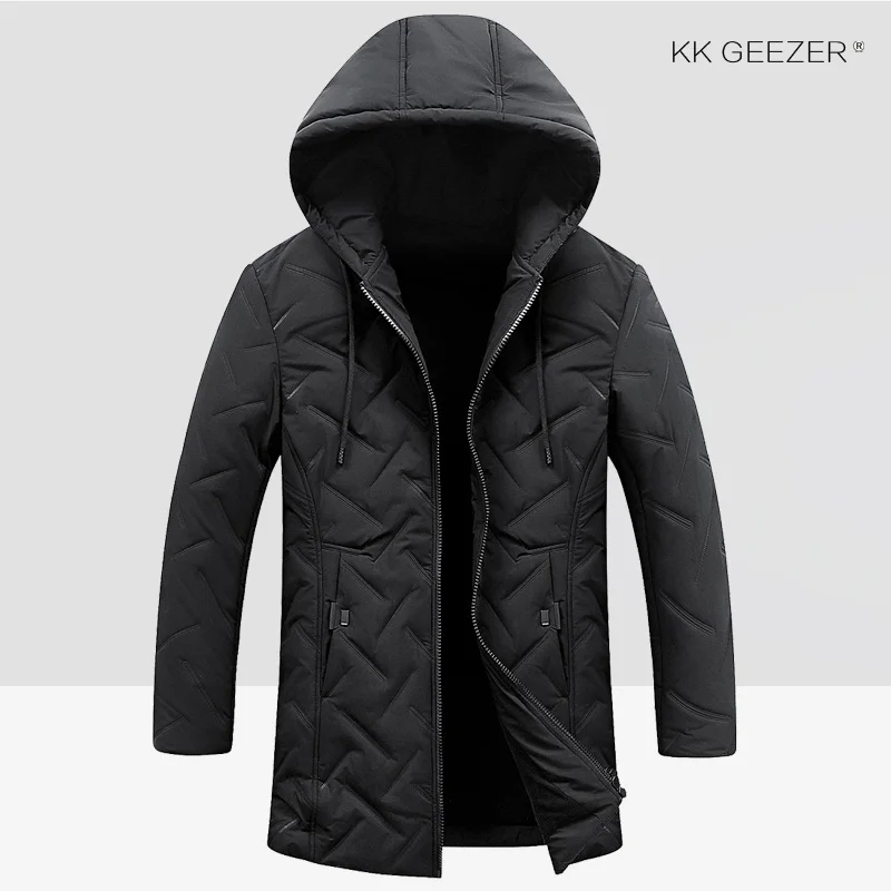QC-7799-Black Мужская куртка, зима, высокое качество, теплое, утолщенное пальто, Бизнес Стиль, ветрозащитная, повседневная верхняя одежда, толстое пальто средней длины, Мужская парка - Цвет: QC-7799-Black